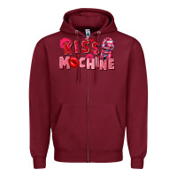 Burgundy Kiss machine Valentine's Day Zipper Hoodie - FaDigitalArtStudio