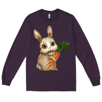 Plum Happy Easter With Bunny And Carrot Long Sleeve Tee - RanaPortraitStore