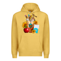 Antique Gold teacher cold drink frappe with sunflowers Premium Hoodie - FaDigitalArtStudio