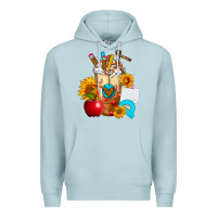 Blue Mist teacher cold drink frappe with sunflowers Premium Hoodie - FaDigitalArtStudio