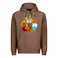 Chestnut teacher cold drink frappe with sunflowers Premium Hoodie - FaDigitalArtStudio