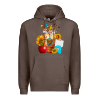 Coffee teacher cold drink frappe with sunflowers Premium Hoodie - FaDigitalArtStudio