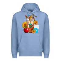Colony Blue teacher cold drink frappe with sunflowers Premium Hoodie - FaDigitalArtStudio