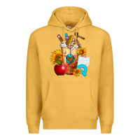 Mustard teacher cold drink frappe with sunflowers Premium Hoodie - FaDigitalArtStudio