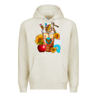 Oatmeal Heather teacher cold drink frappe with sunflowers Premium Hoodie - FaDigitalArtStudio