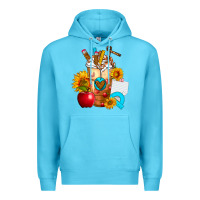 Ocean Blue teacher cold drink frappe with sunflowers Premium Hoodie - FaDigitalArtStudio