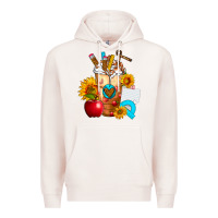 Pale Pink teacher cold drink frappe with sunflowers Premium Hoodie - FaDigitalArtStudio