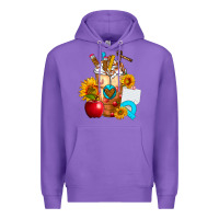 Purple teacher cold drink frappe with sunflowers Premium Hoodie - FaDigitalArtStudio