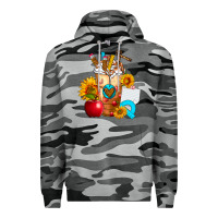 Slate Camo teacher cold drink frappe with sunflowers Premium Hoodie - FaDigitalArtStudio