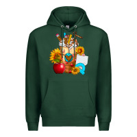 Sports Green teacher cold drink frappe with sunflowers Premium Hoodie - FaDigitalArtStudio