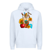White teacher cold drink frappe with sunflowers Premium Hoodie - FaDigitalArtStudio