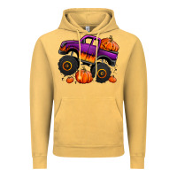 Vintage Mustard halloween jack o lantern monster truck Vintage Hoodie - Jasminsmagicworld