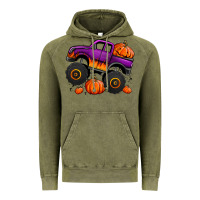 Vintage Olive halloween jack o lantern monster truck Vintage Hoodie - Jasminsmagicworld