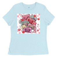 Baby Blue valentine's day cassette tapes Ladies Tee - MaliasSmallBusiness