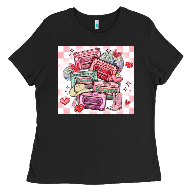 Valentine's Day Cassette Tapes Ladies Tee by MaliasSmallBusiness | Teevron