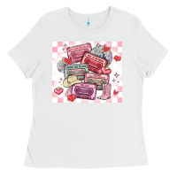 White valentine's day cassette tapes Ladies Tee - MaliasSmallBusiness