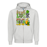 Dove Grey St. Patrick's Forget luck give me beer Zipper Hoodie - OliviaCreatesArt