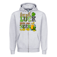 Heather Grey St. Patrick's Forget luck give me beer Zipper Hoodie - OliviaCreatesArt