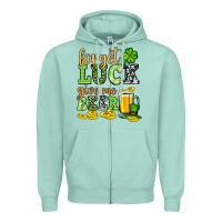 Seafoam St. Patrick's Forget luck give me beer Zipper Hoodie - OliviaCreatesArt