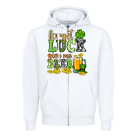 White St. Patrick's Forget luck give me beer Zipper Hoodie - OliviaCreatesArt