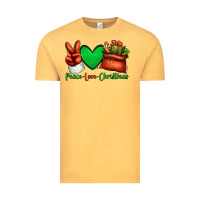 Vintage Mustard peace love Christmas Santa Claus hand Vintage Tee - Jasminsmagicworld