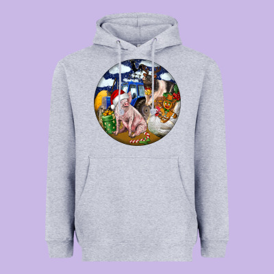 Farm And Pig Heavyweight Hoodie Designed By Fadigitalartstudio