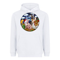 White Farm And Pig Heavyweight Hoodie - FaDigitalArtStudio