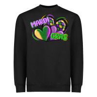 Black mardi gras heart Heavyweight Sweatshirt - CowGirlArtShop