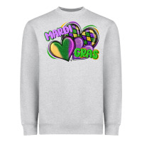 Heather Grey mardi gras heart Heavyweight Sweatshirt - CowGirlArtShop
