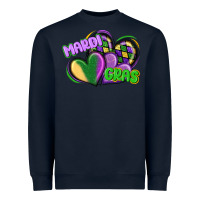 Navy mardi gras heart Heavyweight Sweatshirt - CowGirlArtShop