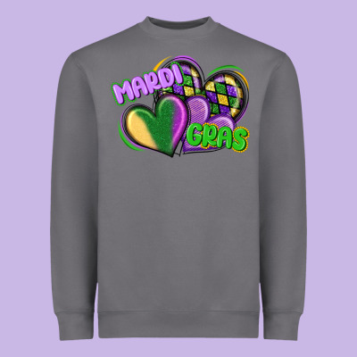 Mardi Gras Heart Heavyweight Sweatshirt Designed By Cowgirlartshop