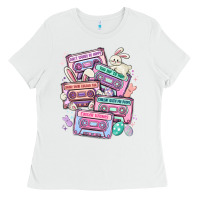White easter cassette tapes Ladies Tee - MaliasSmallBusiness
