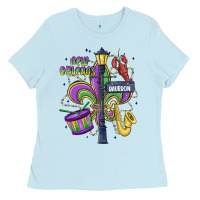 Baby Blue new orleans mardi gras streets Ladies Tee - MaliasSmallBusiness