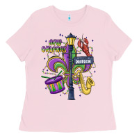 Bubblegum Pink new orleans mardi gras streets Ladies Tee - MaliasSmallBusiness