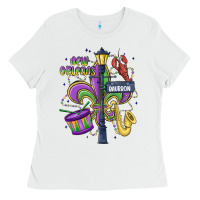 White new orleans mardi gras streets Ladies Tee - MaliasSmallBusiness