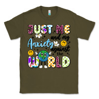 Army Green just me and my anxiety against the world Classic Tee - Artiststas