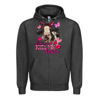 Charcoal Heather Valentine's Day shut up and kiss me Holstein Cow Zipper Hoodie - FaDigitalArtStudio