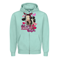 Seafoam Valentine's Day shut up and kiss me Holstein Cow Zipper Hoodie - FaDigitalArtStudio