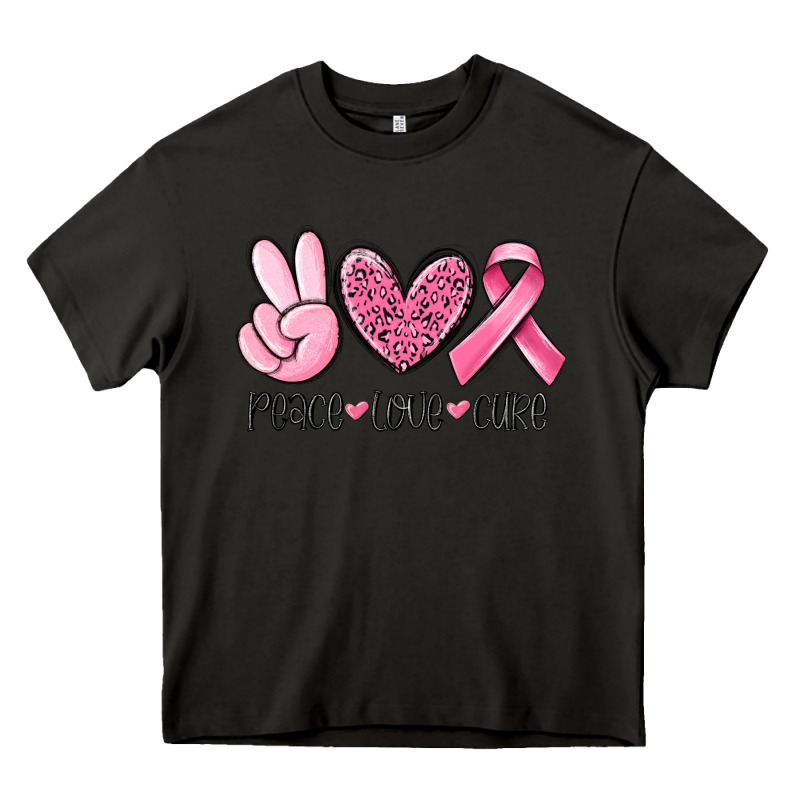 Peace Love Cure Breast Cancer Heavy Core Tee by MaliasSmallBusiness | Teevron