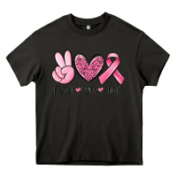 Asphalt peace love cure breast cancer Heavy Core Tee - MaliasSmallBusiness