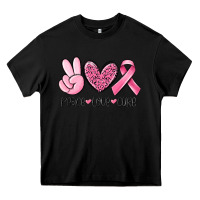 Black peace love cure breast cancer Heavy Core Tee - MaliasSmallBusiness