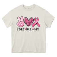 Cream peace love cure breast cancer Heavy Core Tee - MaliasSmallBusiness