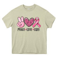 Mossy peace love cure breast cancer Heavy Core Tee - MaliasSmallBusiness