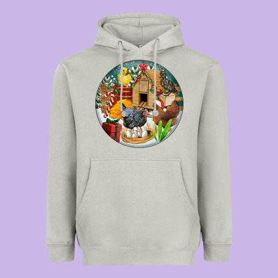 Christmas Coop Ornament Heavyweight Hoodie Designed By Fadigitalartstudio