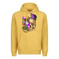 Antique Gold mardi gras skull Premium Hoodie - FaDigitalArtStudio