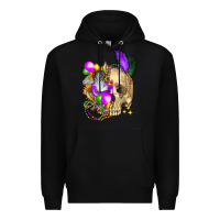 Black mardi gras skull Premium Hoodie - FaDigitalArtStudio