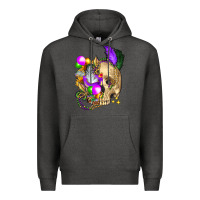 Charcoal Heather mardi gras skull Premium Hoodie - FaDigitalArtStudio