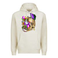 Oatmeal Heather mardi gras skull Premium Hoodie - FaDigitalArtStudio