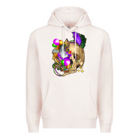 Pale Pink mardi gras skull Premium Hoodie - FaDigitalArtStudio