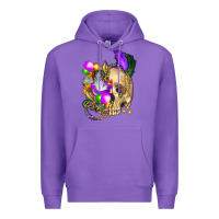 Purple mardi gras skull Premium Hoodie - FaDigitalArtStudio